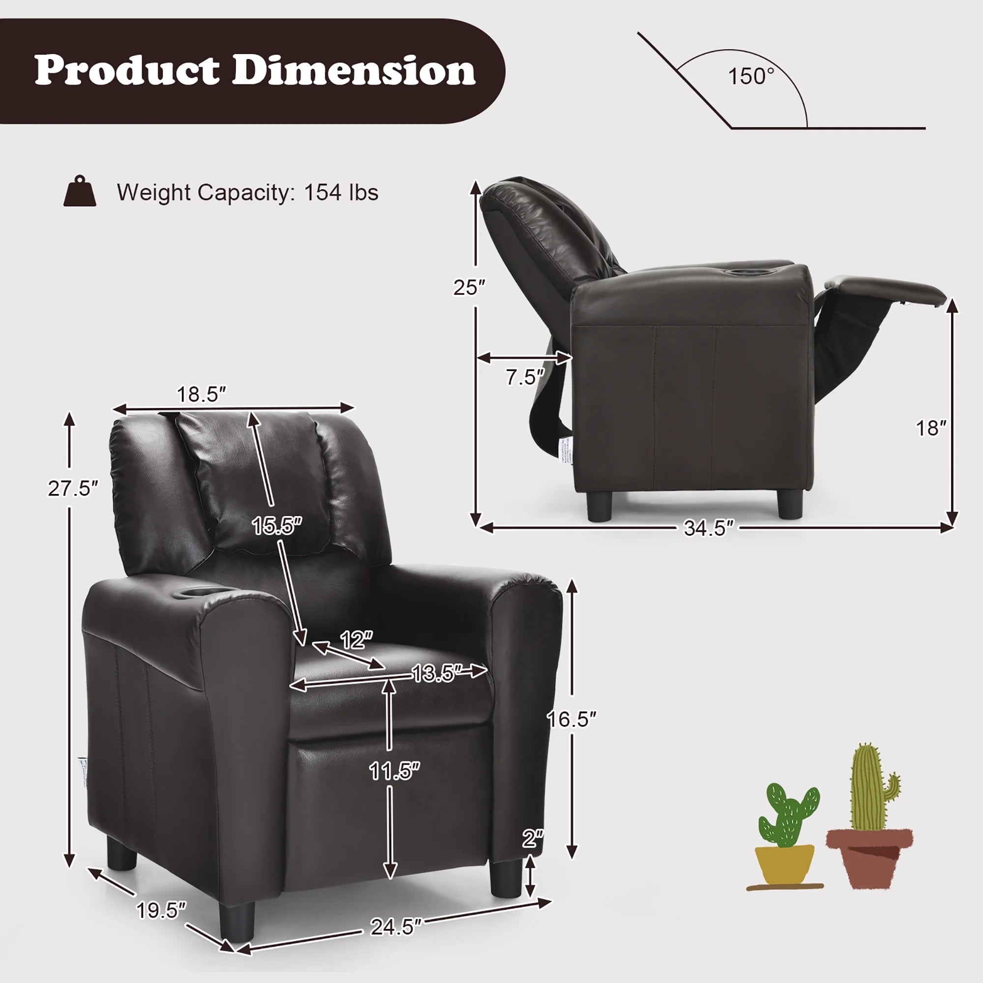 Kids Leather Recliner Chair